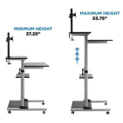Mount-It! 37" - 54" Height Adjustable Stand-Up Mobile Presentation Cart, Black (MI-7942-BLK) -Ergot Office Furniture Shop sp17662722 s7