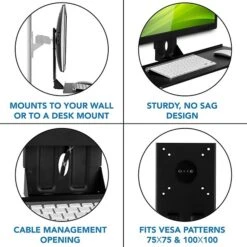 Mount-It! Monitor And Keyboard Wall Mount Bracket, Standing Workstation With Floating Keyboard, VESA Mount Required (MI-7917) -Ergot Office Furniture Shop sp17662758 s7