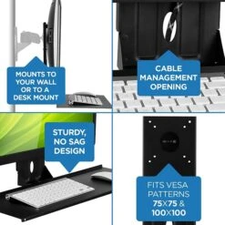 Mount-It! Monitor And Keyboard Wall Mount Bracket, Standing Workstation With Floating Keyboard, VESA Mount Required (MI-7917) -Ergot Office Furniture Shop sp17662759 s7