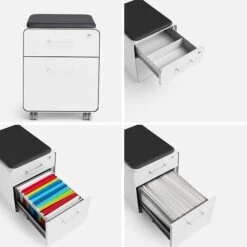 Poppin White Mini Stow 2-Drawer Vertical File Cabinet, Rolling, White (1047310 8 Poppin White Mini Stow 2-Drawer Vertical File Cabinet, Rolling, White (1047310 -Ergot Office Furniture Shop sp17784602 s7