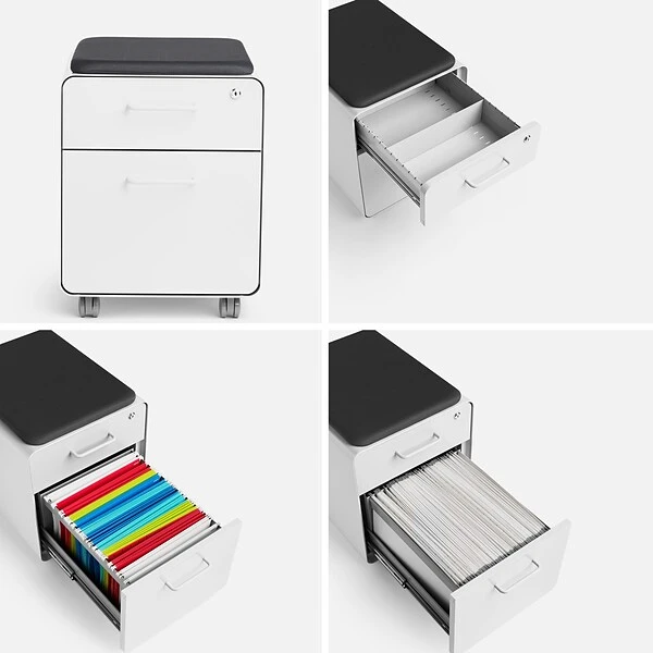 Poppin White Mini Stow 2-Drawer Vertical File Cabinet, Rolling, White (1047310 4 Poppin White Mini Stow 2-Drawer Vertical File Cabinet, Rolling, White (1047310 - Image 4