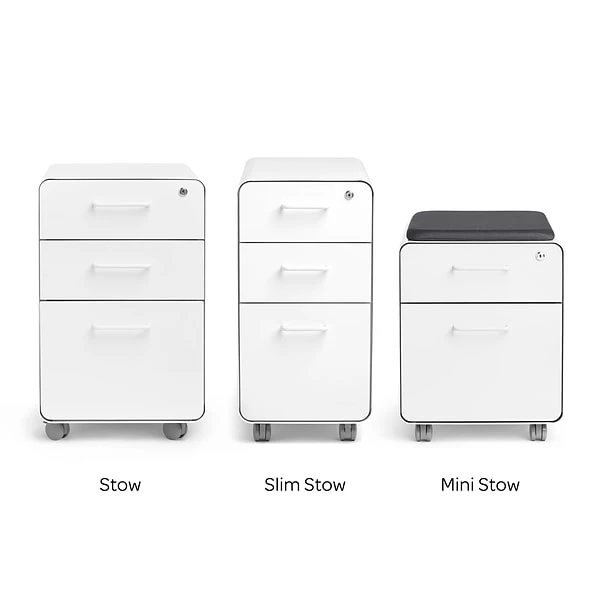 Poppin White Mini Stow 2-Drawer Vertical File Cabinet, Rolling, White (1047310 5 Poppin White Mini Stow 2-Drawer Vertical File Cabinet, Rolling, White (1047310 - Image 5