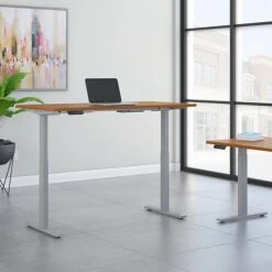 Bush Business Furniture Move 60 Series 60"W Height Adjustable Standing Desk, Natural Cherry (M6S6024NCSK)