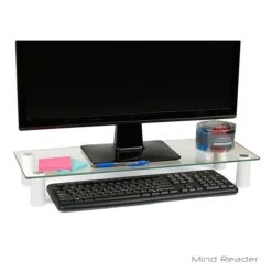 Mind Reader GLASSMON-CLR Glass Monitor Stand Riser, Clear -Ergot Office Furniture Shop sp20648035 s7