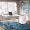 Office By Kathy Ireland® Method 72W Table Desk With 3 Drawer Mobile File Cabinet, White (MTH014WHSU)