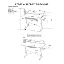 Techni Sport Carbon Computer Gaming Desk With Shelving, Black (RTA-TS200-BK) -Ergot Office Furniture Shop sp21518953 s7