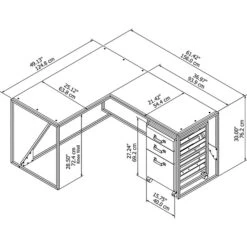 Bush Furniture Refinery 50W L Shaped Industrial Desk With 37W Return And Mobile File Cabinet, Rustic Gray (RFY004RG) -Ergot Office Furniture Shop sp21568812 s7