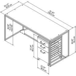 Bush Furniture Refinery 62W Industrial Desk With 3 Drawer Mobile File Cabinet, Rustic Gray (RFY005RG) 9 Bush Furniture Refinery 62W Industrial Desk With 3 Drawer Mobile File Cabinet, Rustic Gray (RFY005RG) -Ergot Office Furniture Shop sp21568894 s7
