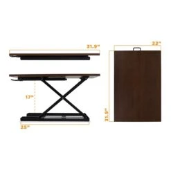 Mount-It! 17" Height-Adjustable Sit Stand Desk Converter, Brown (MI-7929-BRN) -Ergot Office Furniture Shop sp21607900 s7