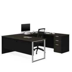 Bestar Pro-Concept Plus U-Desk In Deep Grey & Black (11088832)