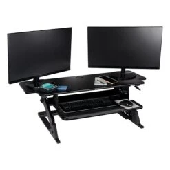 3M™ Precision XL Standing Desk, 42” W, Adjustable Desk Riser With Gel Wrist Rest And Precise™ Mouse Pad, Black (SD70B)