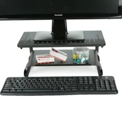 Mind Reader Monitor Stand Riser, 2 Tier, Ventilated Metal For Computer Monitor, Laptop, Storage For Keyboard, Black (MON2T-BLK) -Ergot Office Furniture Shop sp24614819 s7