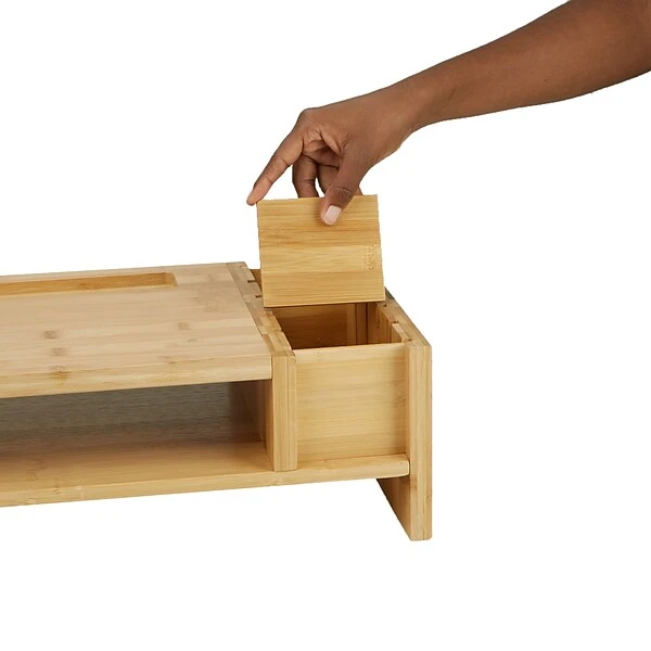 Mind Reader Monitor Stand Organizer, 6 Compartments, Office, Desk, Laptop, Bamboo Brown (MONITORBM-BRN) 5 Mind Reader Monitor Stand Organizer, 6 Compartments, Office, Desk, Laptop, Bamboo Brown (MONITORBM-BRN) - Image 5
