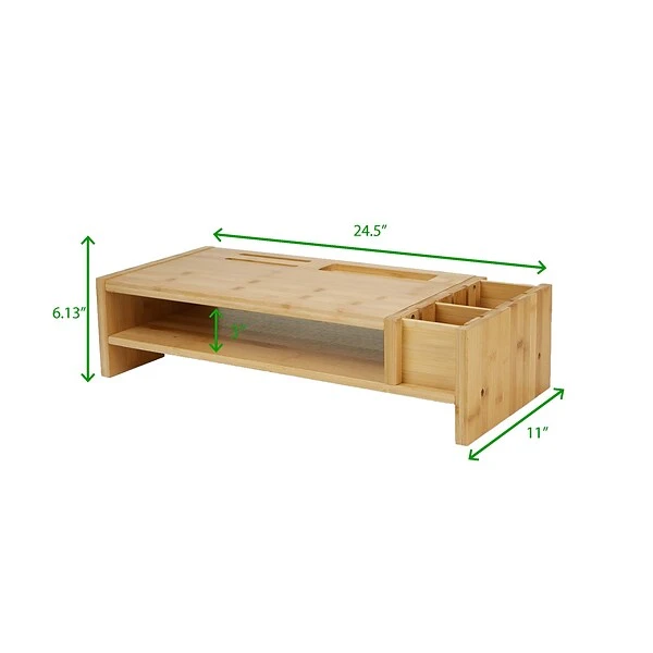 Mind Reader Monitor Stand Organizer, 6 Compartments, Office, Desk, Laptop, Bamboo Brown (MONITORBM-BRN) 6 Mind Reader Monitor Stand Organizer, 6 Compartments, Office, Desk, Laptop, Bamboo Brown (MONITORBM-BRN) - Image 6
