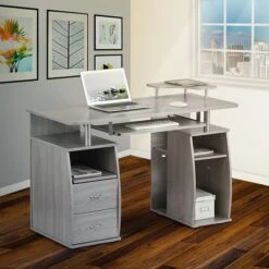 Techni Mobili Complete Computer Workstation Desk With Storage, Gray (RTA-8211-GRY) -Ergot Office Furniture Shop sp28111365 s7