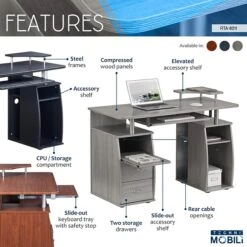 Techni Mobili Complete Computer Workstation Desk With Storage, Gray (RTA-8211-GRY) -Ergot Office Furniture Shop sp28111367 s7