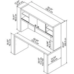 Office By Kathy Ireland® Echo 60W Credenza Desk With Hutch, Pure White (ECH030PW) -Ergot Office Furniture Shop sp31775121 s7
