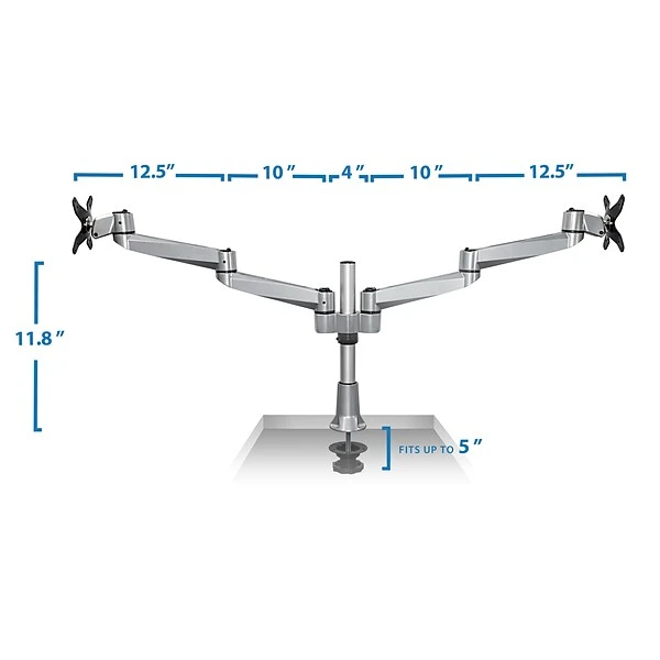Mount-It! Modular Desk Mount Adjustable Monitor Arm, Up To 24" Monitors, Gray/Silver (MI-43111) 3 Mount-It! Modular Desk Mount Adjustable Monitor Arm, Up To 24" Monitors, Gray/Silver (MI-43111) - Image 3