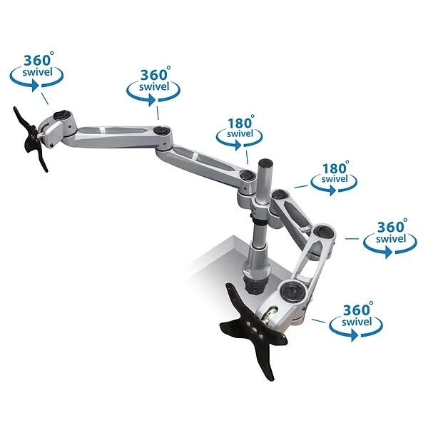 Mount-It! Modular Desk Mount Adjustable Monitor Arm, Up To 24" Monitors, Gray/Silver (MI-43111) 2 Mount-It! Modular Desk Mount Adjustable Monitor Arm, Up To 24" Monitors, Gray/Silver (MI-43111) - Image 2