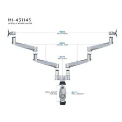 Mount-It! Modular Dual Adjustable Monitor Arms, Up To 24" Monitors, Gray/Silver (MI-43114) -Ergot Office Furniture Shop sp32072497 s7