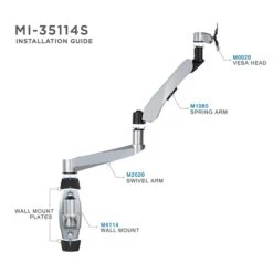 Mount-It! Modular Mount Adjustable Monitor Arm, Up To 24" Monitors, Gray/Silver (MI-35114) -Ergot Office Furniture Shop sp32072576 s7