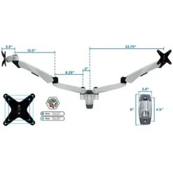 Mount-It! Modular Dual Adjustable Monitor Arms, Up To 30" Monitors, Gray/Silver (MI-45114) -Ergot Office Furniture Shop sp32072586 s7