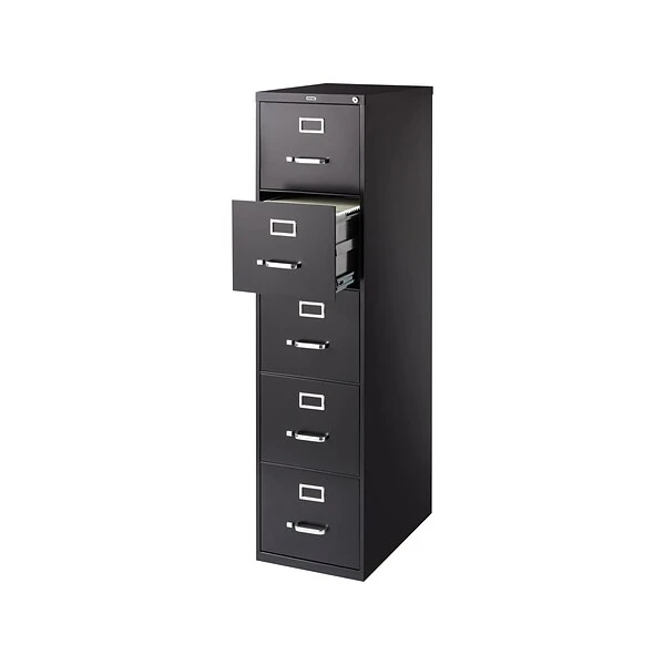 Quill Brand® Commercial 5 File Drawer Vertical File Cabinet, Locking, Black, Letter, 26.5"D (21917D) 2 Quill Brand® Commercial 5 File Drawer Vertical File Cabinet, Locking, Black, Letter, 26.5"D (21917D) - Image 2