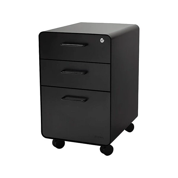 Poppin Stow 3-Drawer Vertical File Cabinet, Locking, Letter/Legal, Black, 20"D (101390) 1 Poppin Stow 3-Drawer Vertical File Cabinet, Locking, Letter/Legal, Black, 20"D (101390)