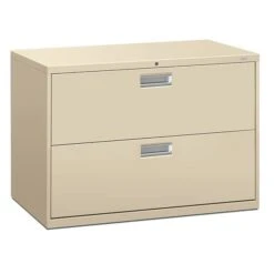 HON Brigade 600 Series Lateral File, 2 Drawers, Aluminum Pull, 42"W, Putty Finish,