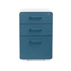 Poppin Stow 3-Drawer Vertical Locking File Cabinet, White & Slate Blue, 16" (105944) -Ergot Office Furniture Shop sp40950433 s7