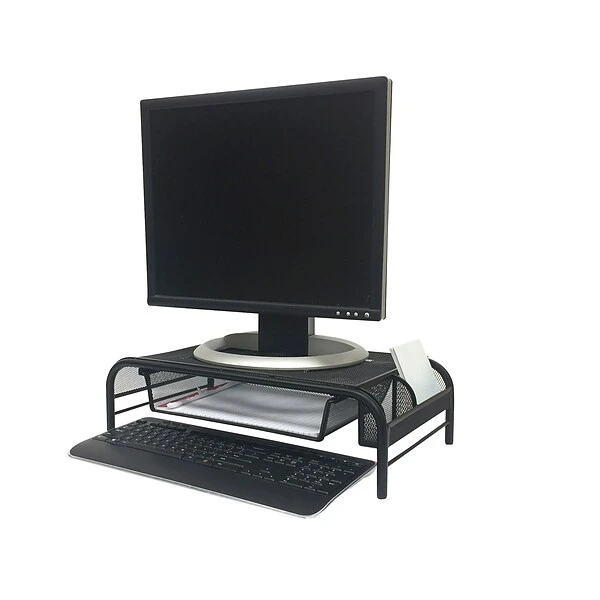 Mind Reader Network Collection Metal Mesh Monitor Stand With Drawer, Up To 24" Monitor, Black (MESHMONSTA-BLK) 1 Mind Reader Network Collection Metal Mesh Monitor Stand With Drawer, Up To 24" Monitor, Black (MESHMONSTA-BLK)