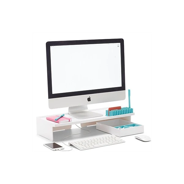 Poppin Non-Adjustable Monitor Riser, White (102092) 2 Poppin Non-Adjustable Monitor Riser, White (102092) - Image 2
