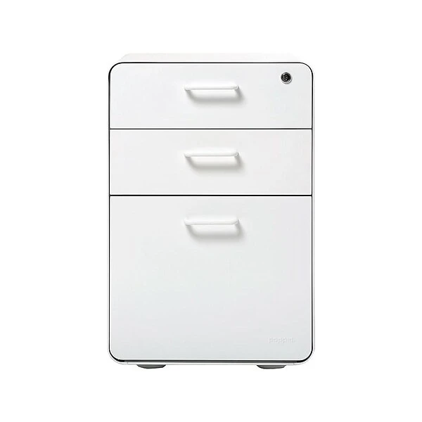Poppin Stow 3-Drawer Vertical File Cabinet, Mobile/Pedestal, White, Letter/Legal, 20"D (100425) 2 Poppin Stow 3-Drawer Vertical File Cabinet, Mobile/Pedestal, White, Letter/Legal, 20"D (100425) - Image 2