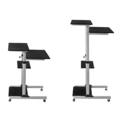 Mount-It! 27.5"W Mobile Height Adjustable Desk, Silver, Plastic/Steel (MI-7940) -Ergot Office Furniture Shop sp42717664 s7