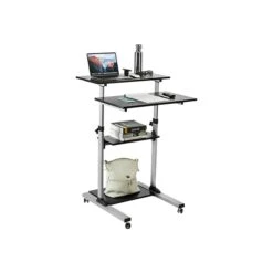 Mount-It! 27.5"W Mobile Height Adjustable Desk, Silver, Plastic/Steel (MI-7940) -Ergot Office Furniture Shop sp42717667 s7