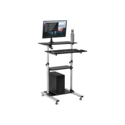 Mount-It! 27.5"W Mobile Height Adjustable Desk, Silver, Plastic/Steel (MI-7940) -Ergot Office Furniture Shop sp42717668 s7