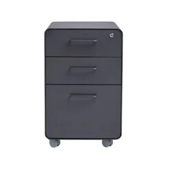 Poppin Stow 3-Drawer Vertical File Cabinet, Mobile/Pedestal, Charcoal, Letter/Legal, 20"D (103695)