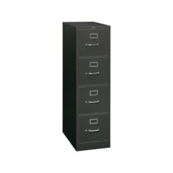 HON 310 Series 4-Drawer Vertical File Cabinet, Locking, Letter, Black, 26.5"D (H314.P.P)