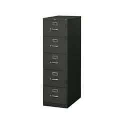 HON 310 Series 5-Drawer Vertical File Cabinet, Locking, Legal, Black, 26.5"D (H315C.P.P)