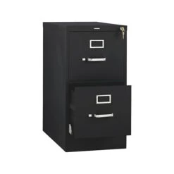 HON 510 Series 2-Drawer Vertical File Cabinet, Locking, Letter, Black, 25"D (HON512PP)