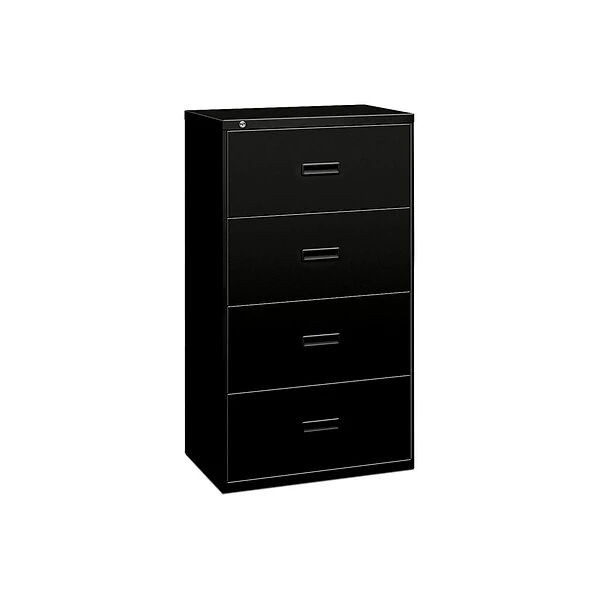 HON Lateral File, 4 Drawers, Molded Pull, 36"W, Black Finish (BSX484LP) 1 HON Lateral File, 4 Drawers, Molded Pull, 36"W, Black Finish (BSX484LP)