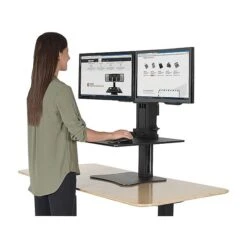 Victor Technology High Rise™ Manual Dual Monitor Standing Desk, 28" W, Laminate Wood (DC350) -Ergot Office Furniture Shop sp43842073 s7