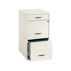 Space Solutions 3-Drawer File Cabinet With Pencil Drawer Letter-Width, Pearl White, 18" Deep (19157)