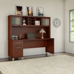 Bush Furniture Somerset 72W Office Desk With Hutch, Hansen Cherry (SET018HC)