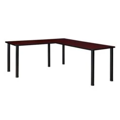 Regency Kee 72" L-Desk With 42" Return, Mahogany/Black (ML722442MHBPBK)