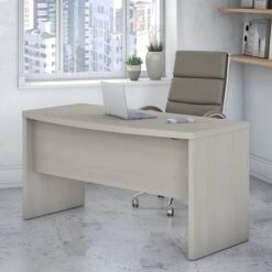 Office By Kathy Ireland® Echo 60W Bow Front Desk, Gray Sand (KI60205-03)
