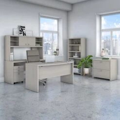 Office By Kathy Ireland® Echo 60W Bow Front Desk, Gray Sand (KI60205-03) -Ergot Office Furniture Shop sp46033580 s7
