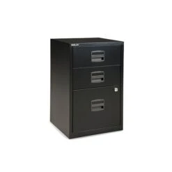 Bisley 3-Drawer Vertical File Cabinet, Locking, Letter, Black, 15.75"D (FILE3-BK DISP)