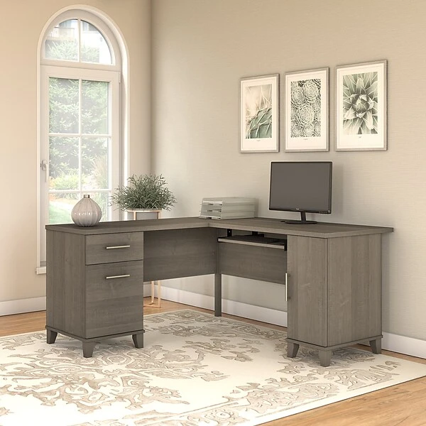 Bush Furniture Somerset 60W L Shaped Desk, Ash Gray (WC81630K) 1 Bush Furniture Somerset 60W L Shaped Desk, Ash Gray (WC81630K)