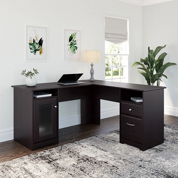 Bush Furniture Cabot 60W L Shaped Computer Desk, Espresso Oak (WC31830K) 1 Bush Furniture Cabot 60W L Shaped Computer Desk, Espresso Oak (WC31830K)